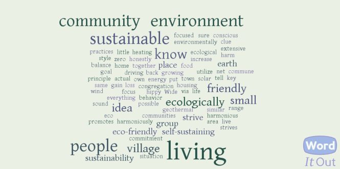 Word Cloud: People describing eco-villages